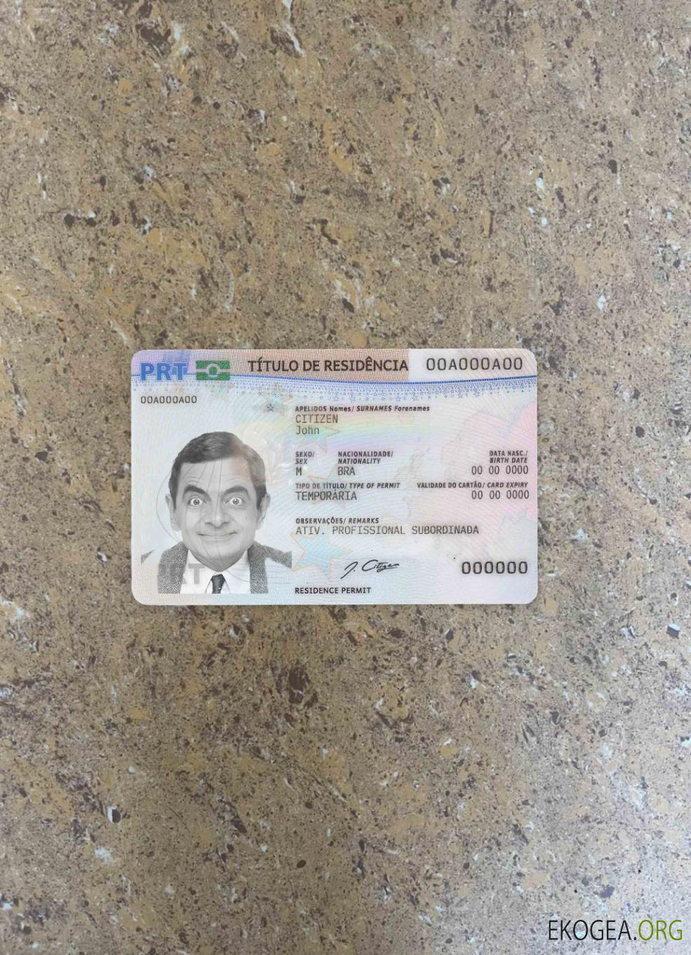 Permis de séjour au Portugal photolook AVANT